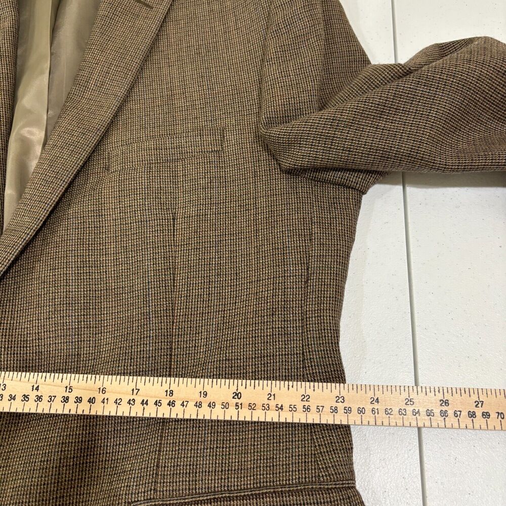 Chaps Ralph Lauren Men's Brown Check 100% Wool Sport Coat Blazer 48L 2-Button - Picture 13 of 14